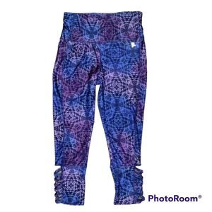 Danskin Workout Capri Lattice Leggings Blue Purple Sz S 4 6